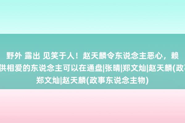 野外 露出 见笑于人！赵天麟令东说念主恶心，赖清德无耻竟招供相爱的东说念主可以在通盘|张晴|郑文灿|赵天麟(政事东说念主物)
