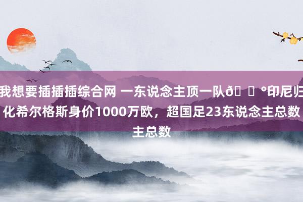 我想要插插插综合网 一东说念主顶一队😰印尼归化希尔格斯身价1000万欧，超国足23东说念主总数