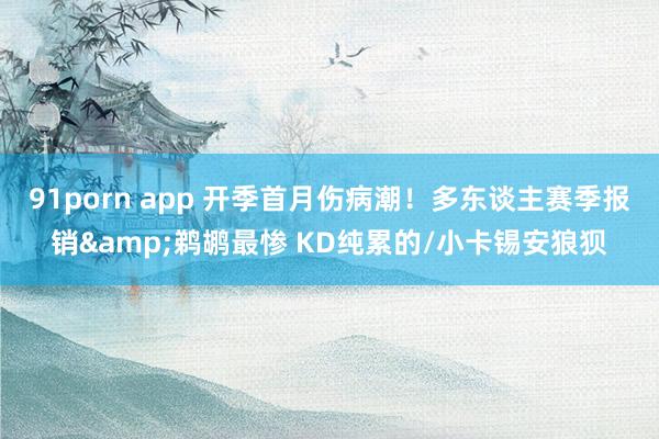 91porn app 开季首月伤病潮！多东谈主赛季报销&鹈鹕最惨 KD纯累的/小卡锡安狼狈